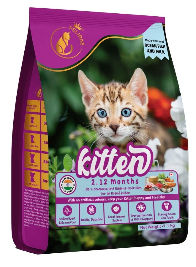 Akira FELIDAE Kitten |No by Products |Real Ocean Fish | Fresh Ingredients | All Breed Cat Food |Complete Balanced Food| (Ocean Fish & Milk) 1.1KG - Image 1